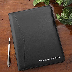 Executive Black Leather Personalized Portfolio