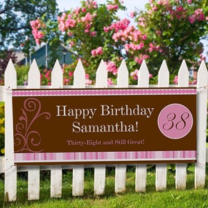 Floral and Stripes Personalized Birthday Banner