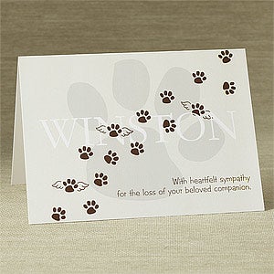 Pawprints To Heaven Personalized Greeting Card