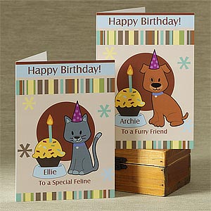 Pawprints Birthday Personalized Greeting Card