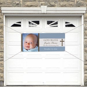 God Bless Personalized Photo Christening Banner - 20x48