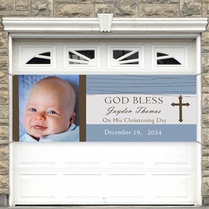 God Bless Personalized Photo Christening Banner - 45x108