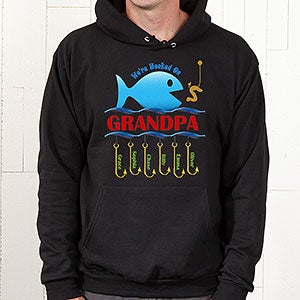 Personalized Black Sweatshirt - Hooked On You Fishing - Adult Large - Black