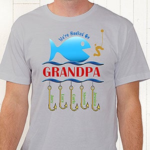 Personalized T-Shirt - Hooked On You Fishing Design - Adult Large - Black