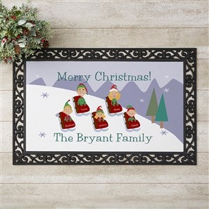 Personalized Winter Sledding Family Doormat