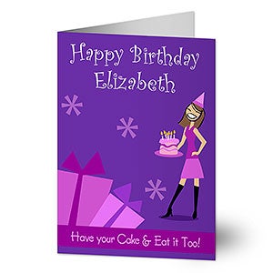 Birthday Girl Personalized Birthday Cards - Vertical