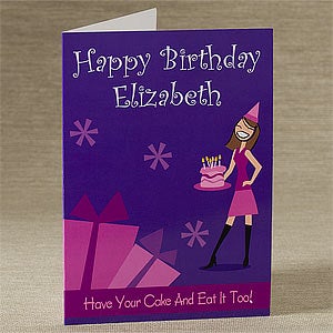 Birthday Girl Vertical Personalized Greeting Card