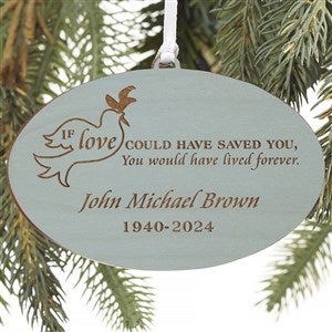 Forever Loved Personalized Blue Wood Memorial Ornament