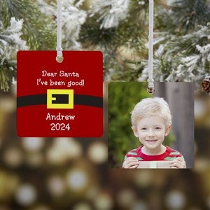 Dear Santa Personalized Square Photo Ornament