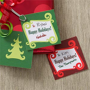 Personalized Christmas Present Gift Tags - Happy Holidays - 1 set of 20