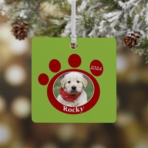 Pawprint On Our Hearts Square Photo Ornament