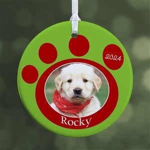 Personalized Photo Christmas Ornaments - Pet Memorial Pawprint - 1-Sided