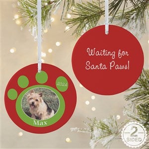 Pawprint Photo Personalized Dog Ornament