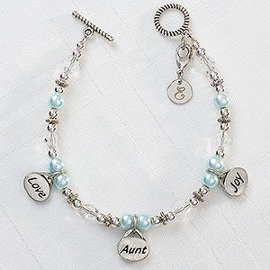 Love, Aunt, Joy Personalized Charm Bracelet