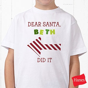 Dear Santa Personalized Hanes® Youth T-Shirt