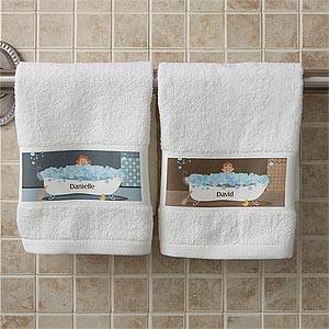 Bathtub Couple Characters Collection© Personalized Hand Towel