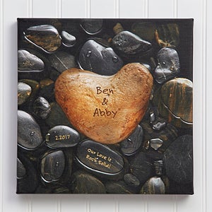 Heart Rock Personalized Canvas Print- 20 x 20