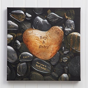 Personalized Canvas Wall Art 8x8 Romantic Heart Rock
