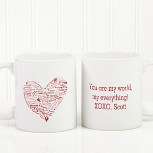 Heart of Love Personalized Coffee Mug- 11 oz.- White
