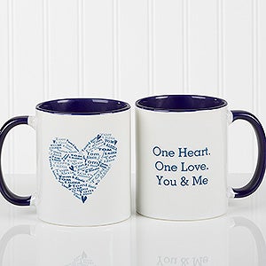 Blue Personalized Coffee Mugs - Heart of Love