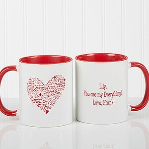Heart of Love Personalized Coffee Mug- 11oz.- Red