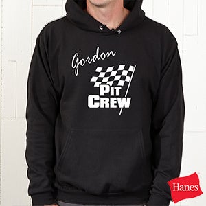 Pit Crew Personalized Adult Black Hooded Sweatshirt