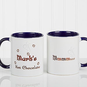 Personalized Kids Hot Chocolate Mug - MMMM Good - Blue Handle