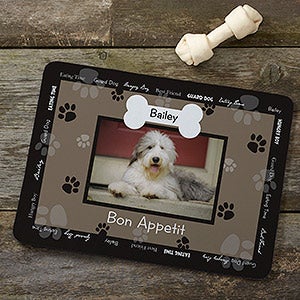 Throw Me A Bone Black Pet Photo Meal Mat