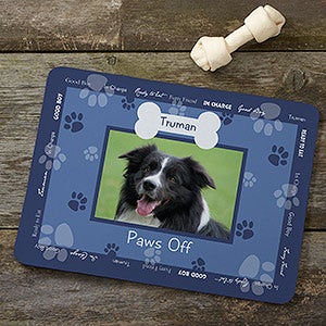 Throw Me A Bone Blue Pet Photo Meal Mat