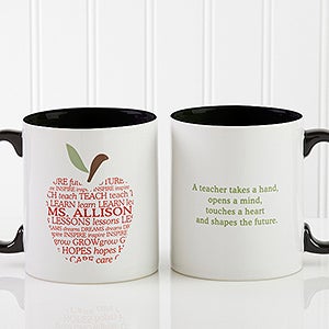 Apple Scroll Personalized Teacher Coffee Mug 11oz.- Black