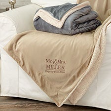 Wedding Couple Embroidered Sherpa Blankets - 30081