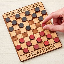Personalized Romantic Mini Wooden Checkers Game - 30104