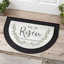 He Is Risen Personalized Half Round Easter Doormats - 30240