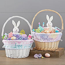 Pastel Tie Dye Personalized Easter Basket With Folding Handle - 30244