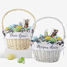 Colorful Floral Personalized Easter Basket With Folding Handle - 30249