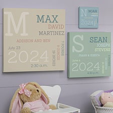 Modern All About Baby Boy Personalized Baby Canvas Prints - 30265