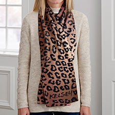 Leopard Print Personalized Women's Fleece Scarf - 30289