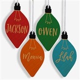 Merry Name Personalized Wood Christmas Light Bulb Ornaments - 30294