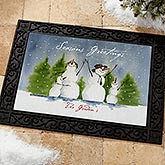 Personalized Snowman Family Holiday Door Mat - 3031