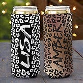 Leopard Print Personalized Slim Can Cooler - 30312