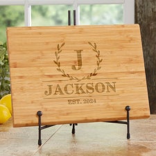 Personalized Engraved Mini Surfboard Bamboo Cutting Board by Sunny Box