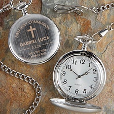 First Communion Engraved Silver Pocket Watch - 30329