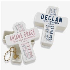 Communion Wishes Personalized Cross Box - 30330