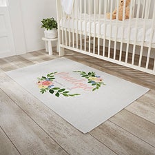 Floral Baby Name Personalized Nursery Area Rugs - 30369