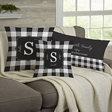 Black & White Buffalo Check Personalized Throw Pillows - 30476