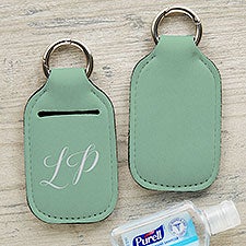 Ladies Solid Monogram Personalized Hand Sanitizer Holder Keychain - 30565