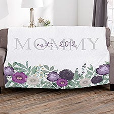 Floral Love For Mom Personalized Blankets - 30593