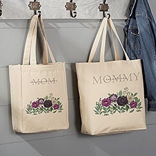 Floral Love For Mom Personalized Canvas Tote Bags - 30608