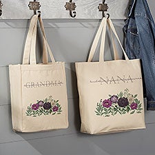 Floral Love For Grandma Personalized Canvas Tote Bags - 30609