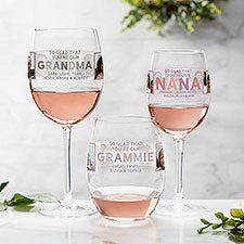 So Glad Youre Our Grandma Personalized Photo Wine Glasses - 30620